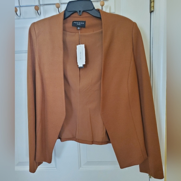 2 Premise Studio Solid Open Front Lined Blazers, Size 4P - Picture 2 of 4